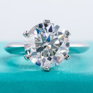 Certified 5ct. t.w. Diamond Moissanite Round Solitaire Engagement Ring NEW